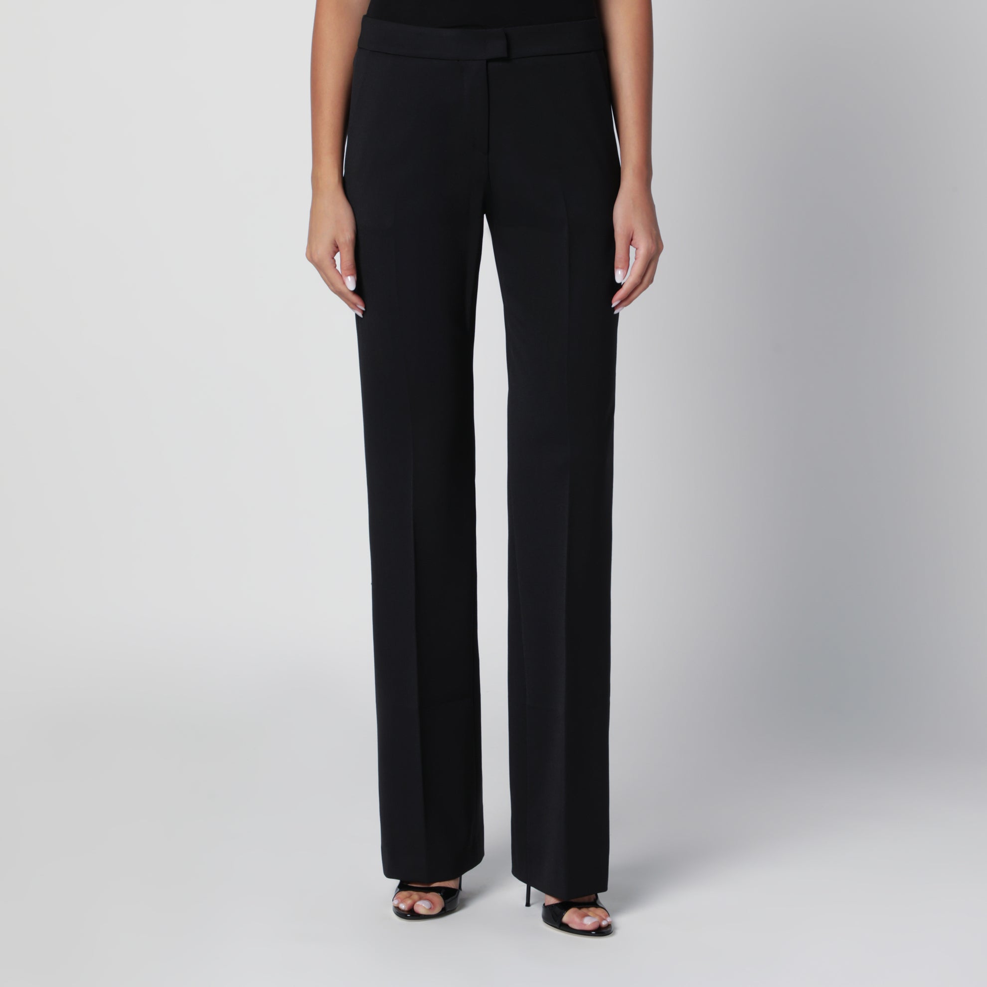 Gladys black virgin wool gabardine trousers