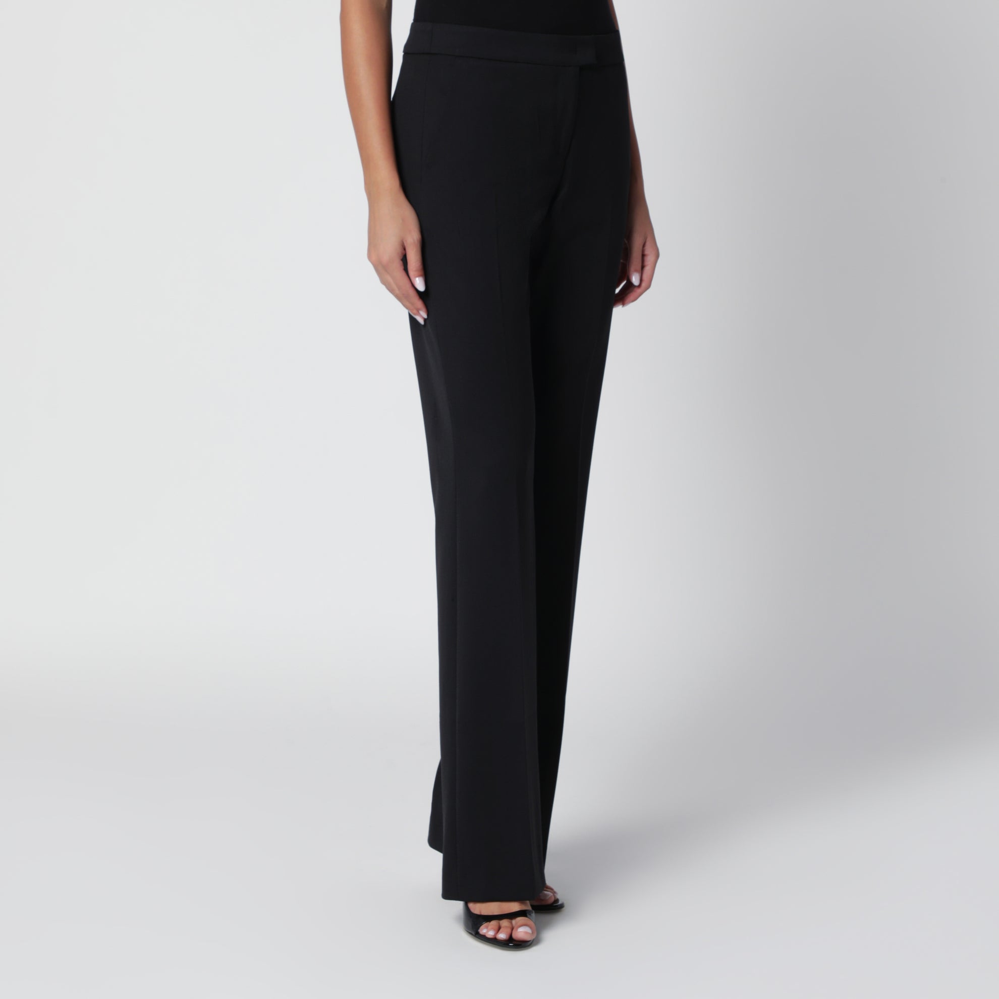 Gladys black virgin wool gabardine trousers
