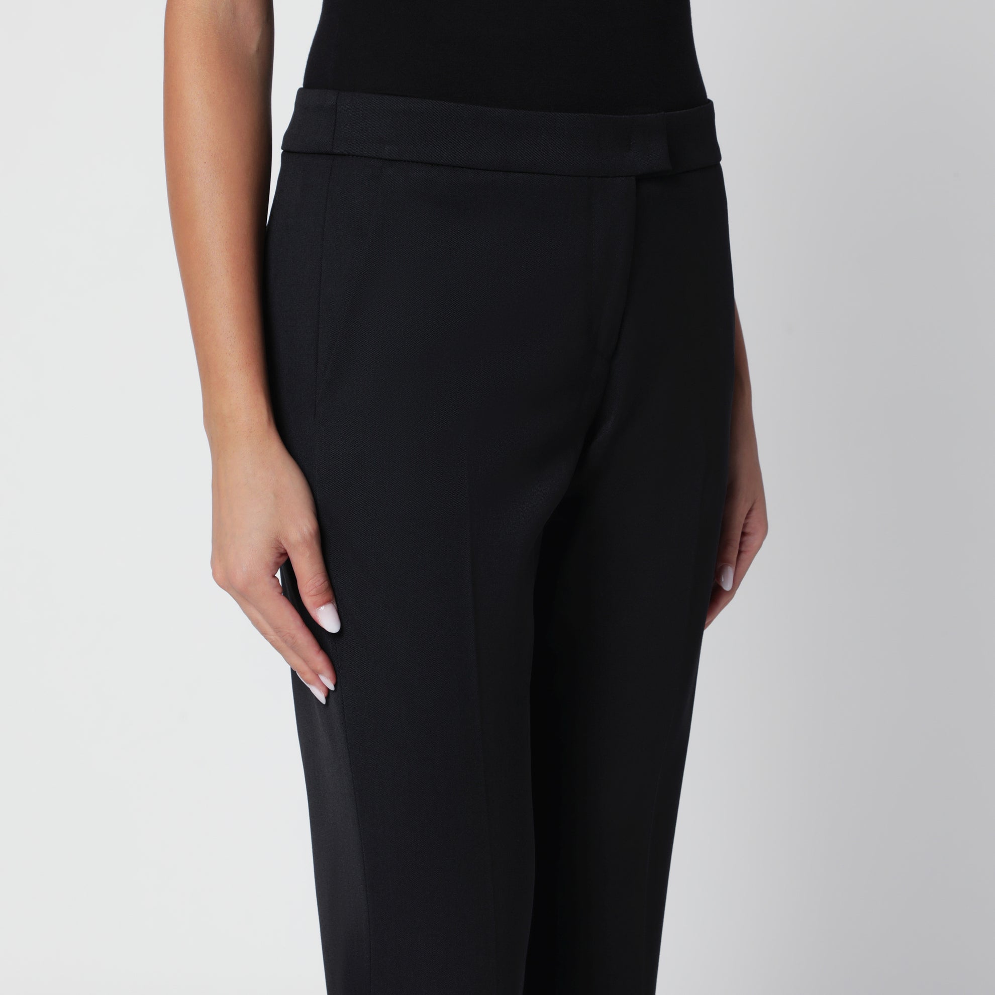 Gladys black virgin wool gabardine trousers