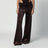 Braune Hose in Samtoptik mit drapiertem Bund
