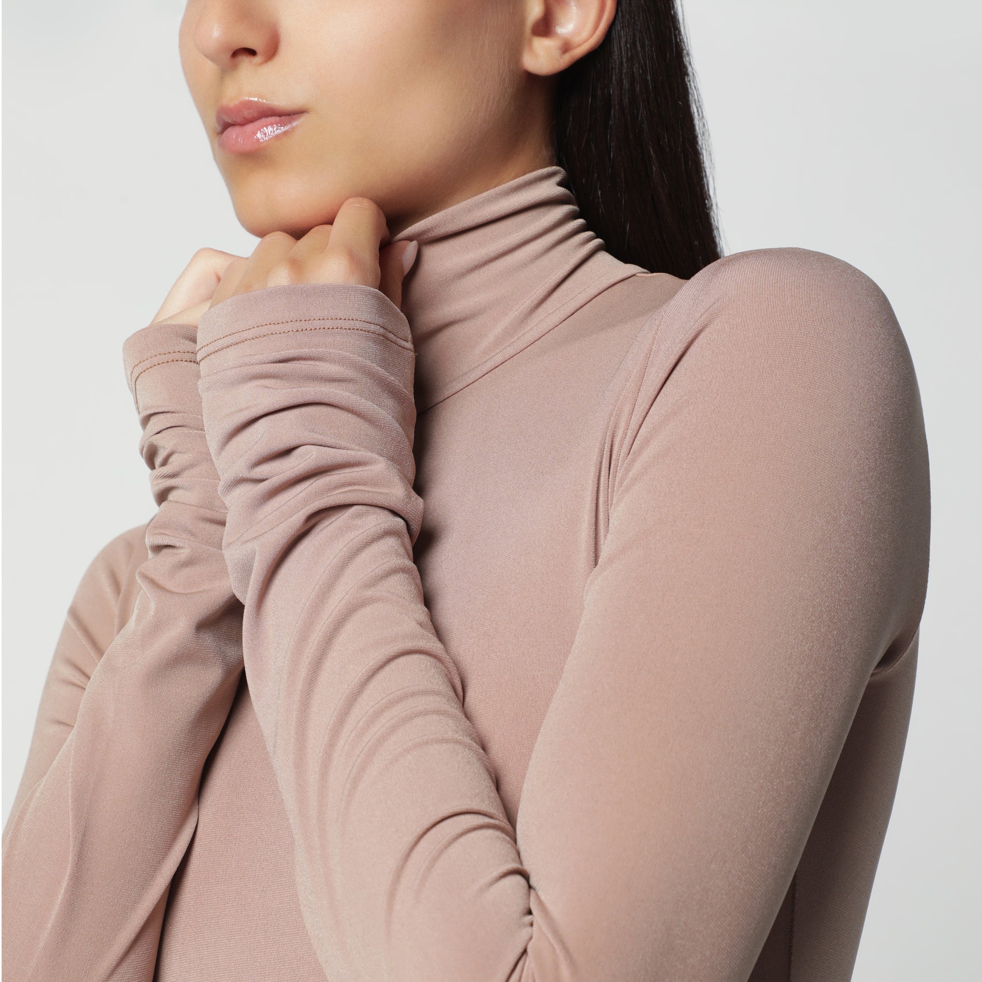 Body dolcevita rosa blush in jersey stretch
