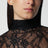 Body dolcevita nero in pizzo semitrasparente