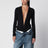 Body con scollo profondo nero in jersey stretch