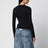 Body con scollo profondo nero in jersey stretch