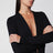 Body con scollo profondo nero in jersey stretch