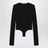 Body con scollo profondo nero in jersey stretch