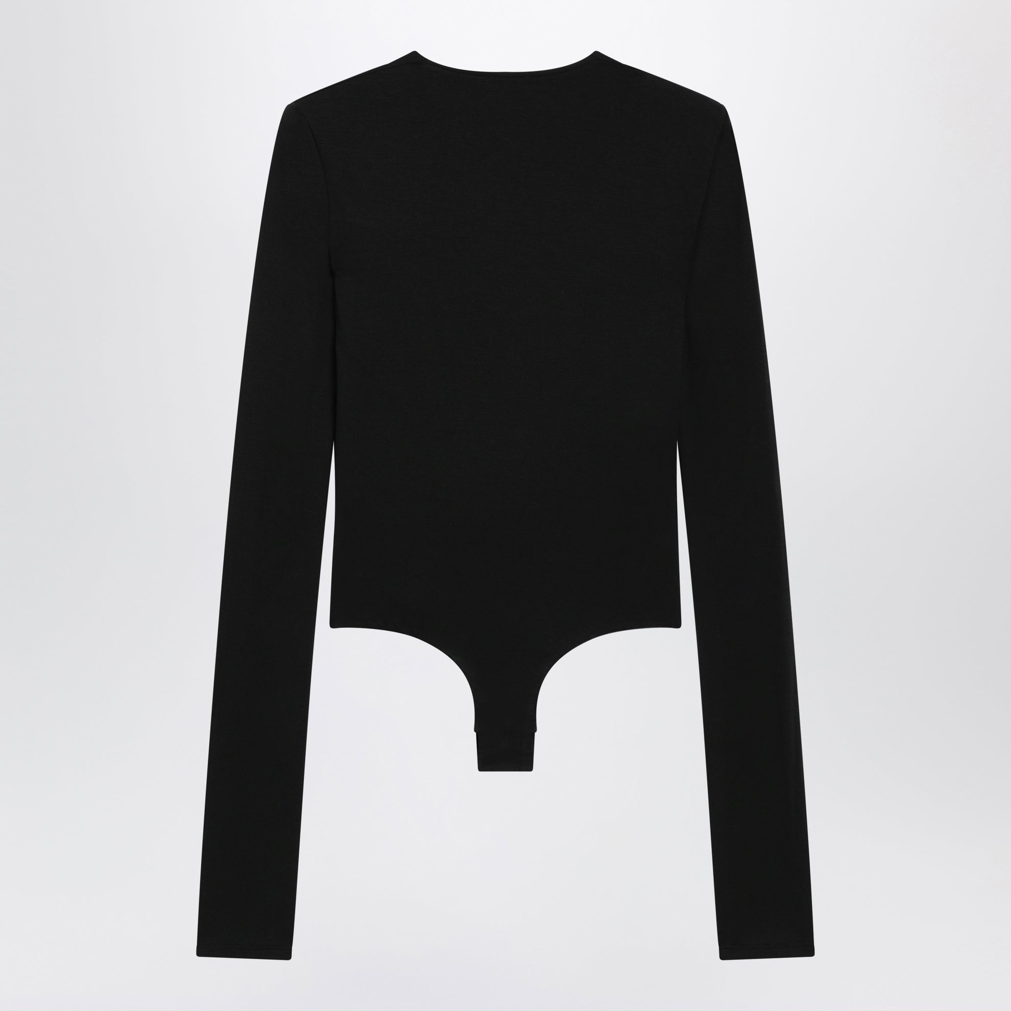 Body con scollo profondo nero in jersey stretch