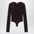 Deep neckline rouge noir stretch jersey bodysuit