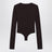 Deep neckline rouge noir stretch jersey bodysuit