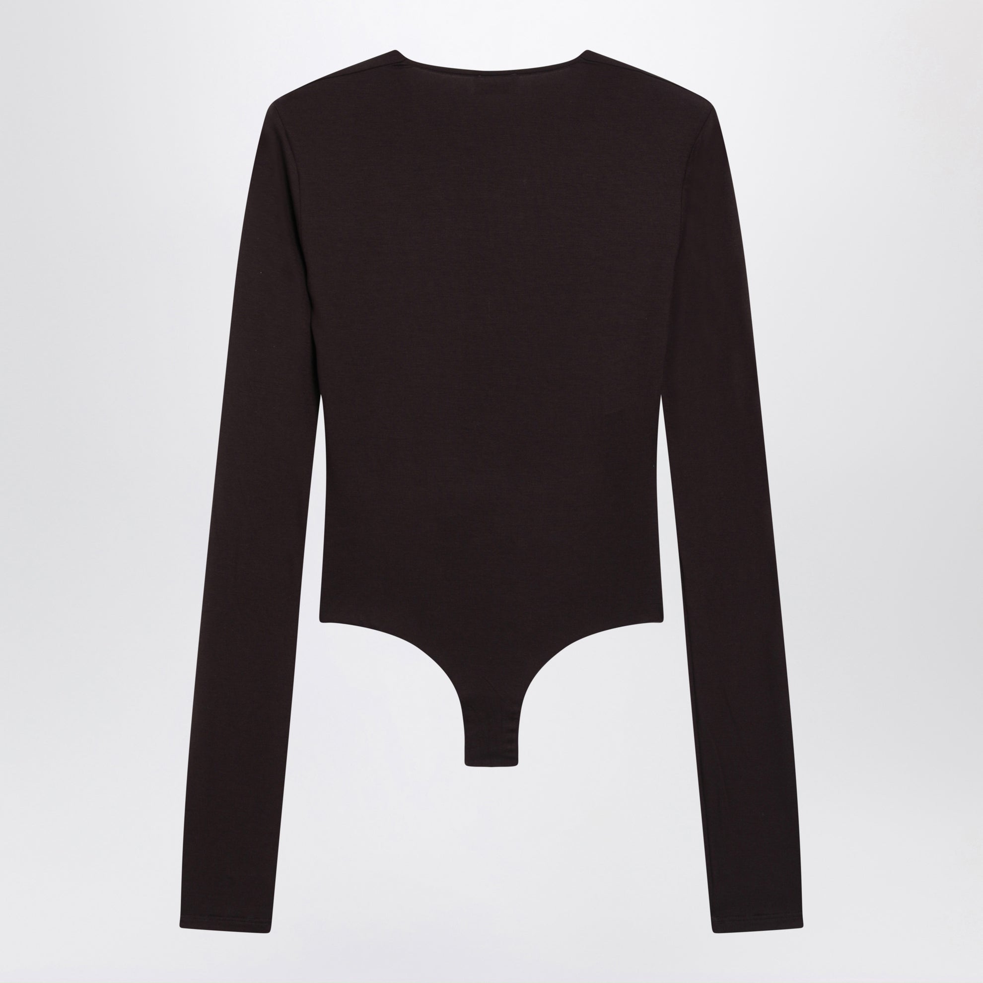 Deep neckline rouge noir stretch jersey bodysuit