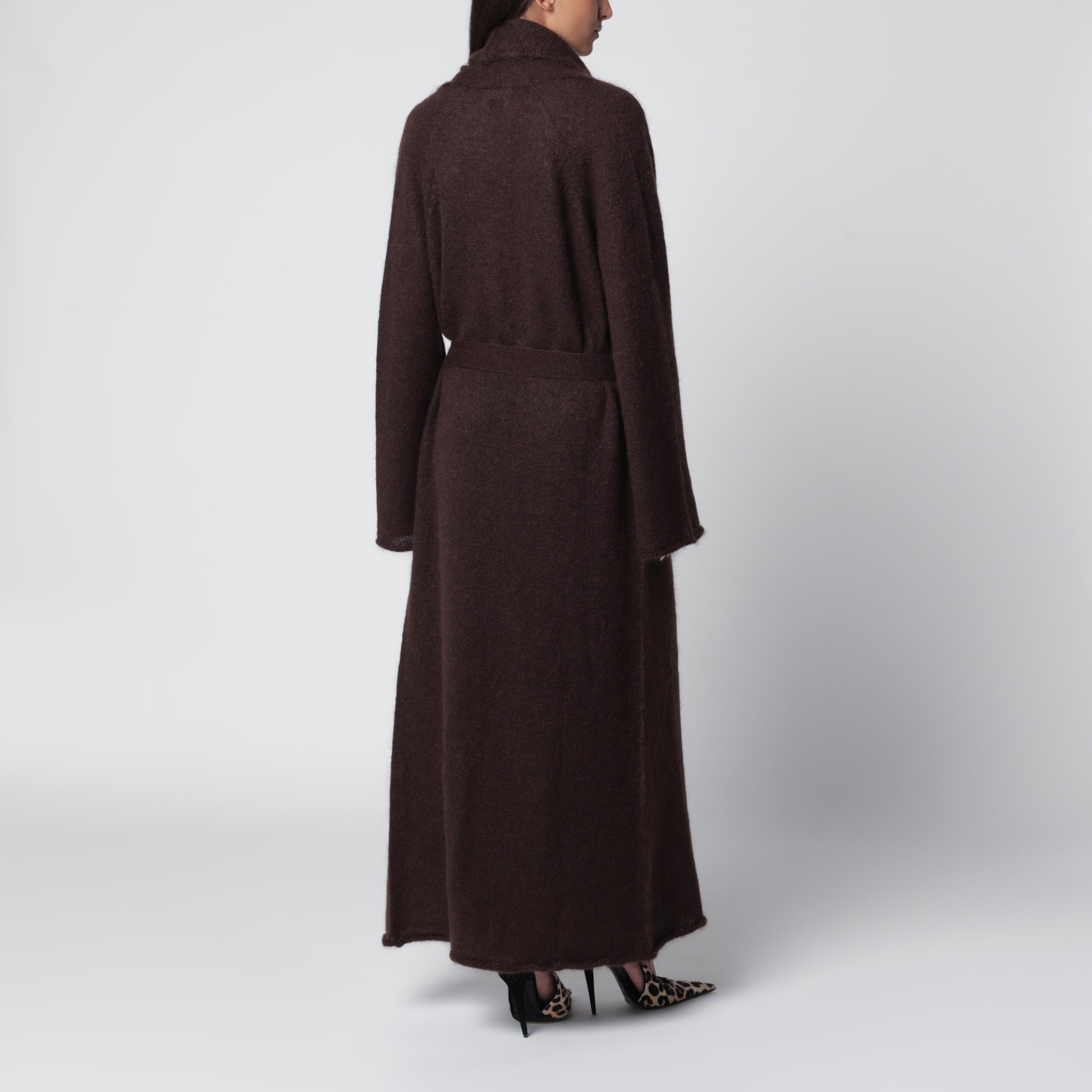 Vika dark brown mohair maxi cardigan