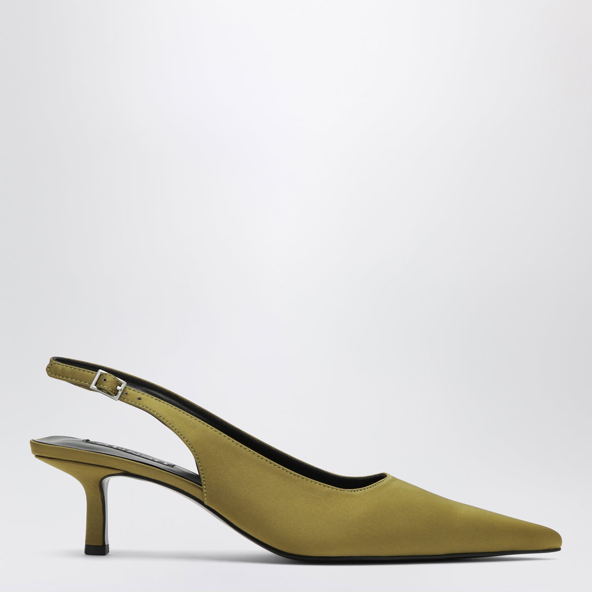 Olive green Tamara satin slingback pumps