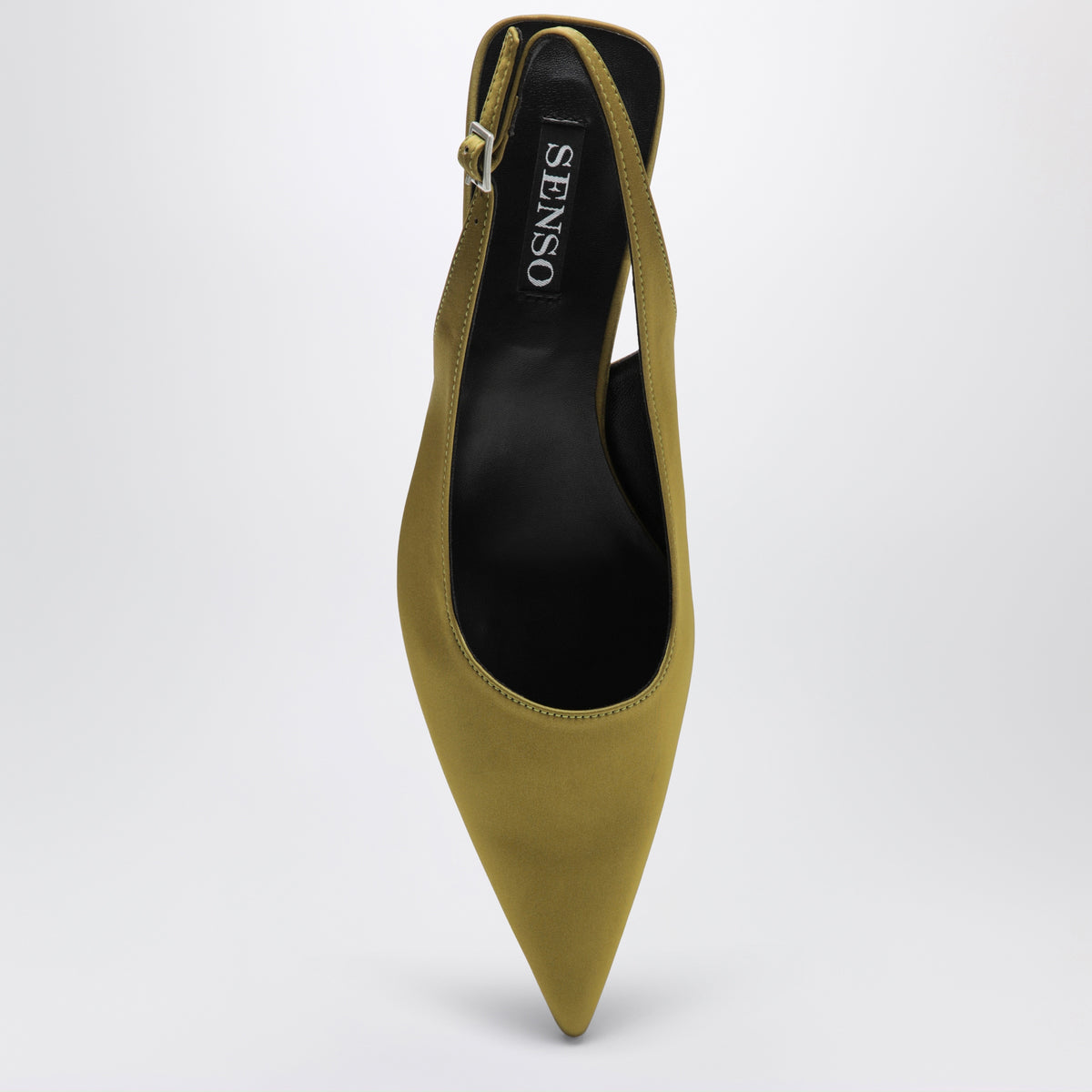 Olive green Tamara satin slingback pumps