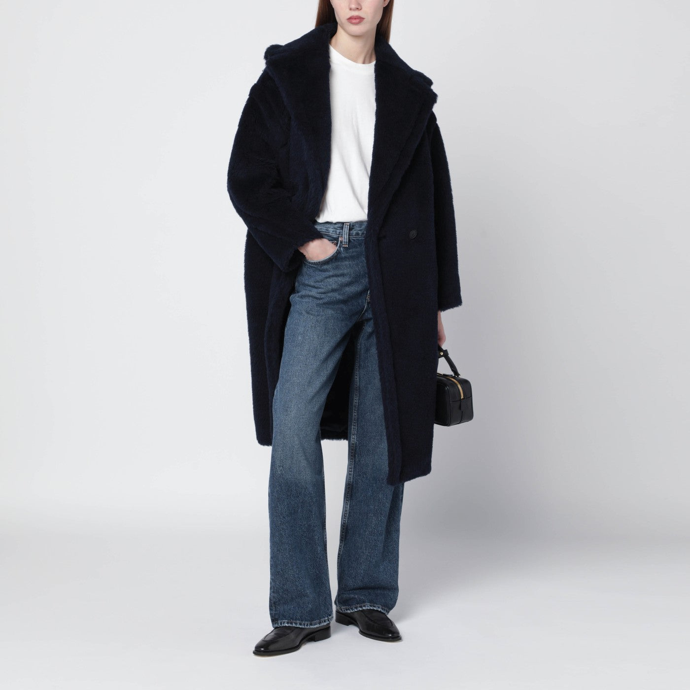 Teddy Bear Icon Coat blu in alpaca e lana