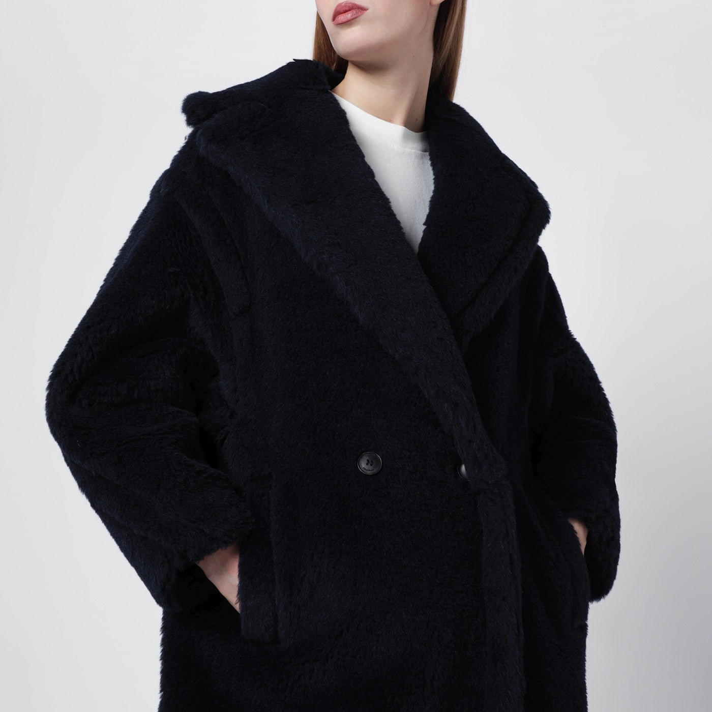 Teddy Bear Icon Coat blu in alpaca e lana