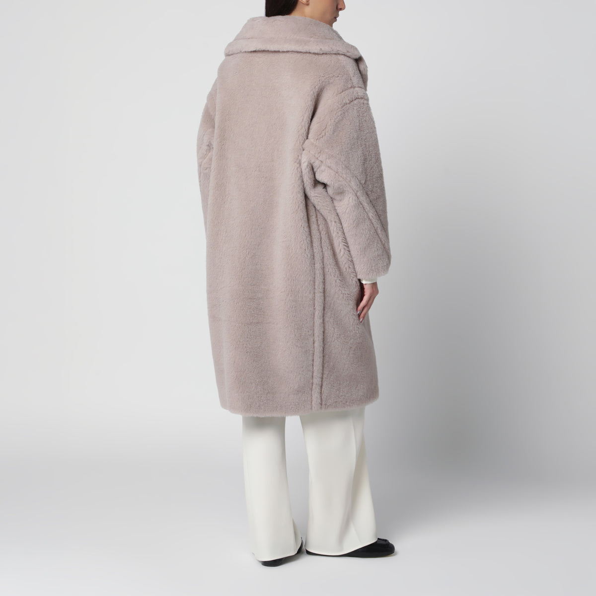 Teddy Bear Icon Coat in beige taupe alpaca and wool
