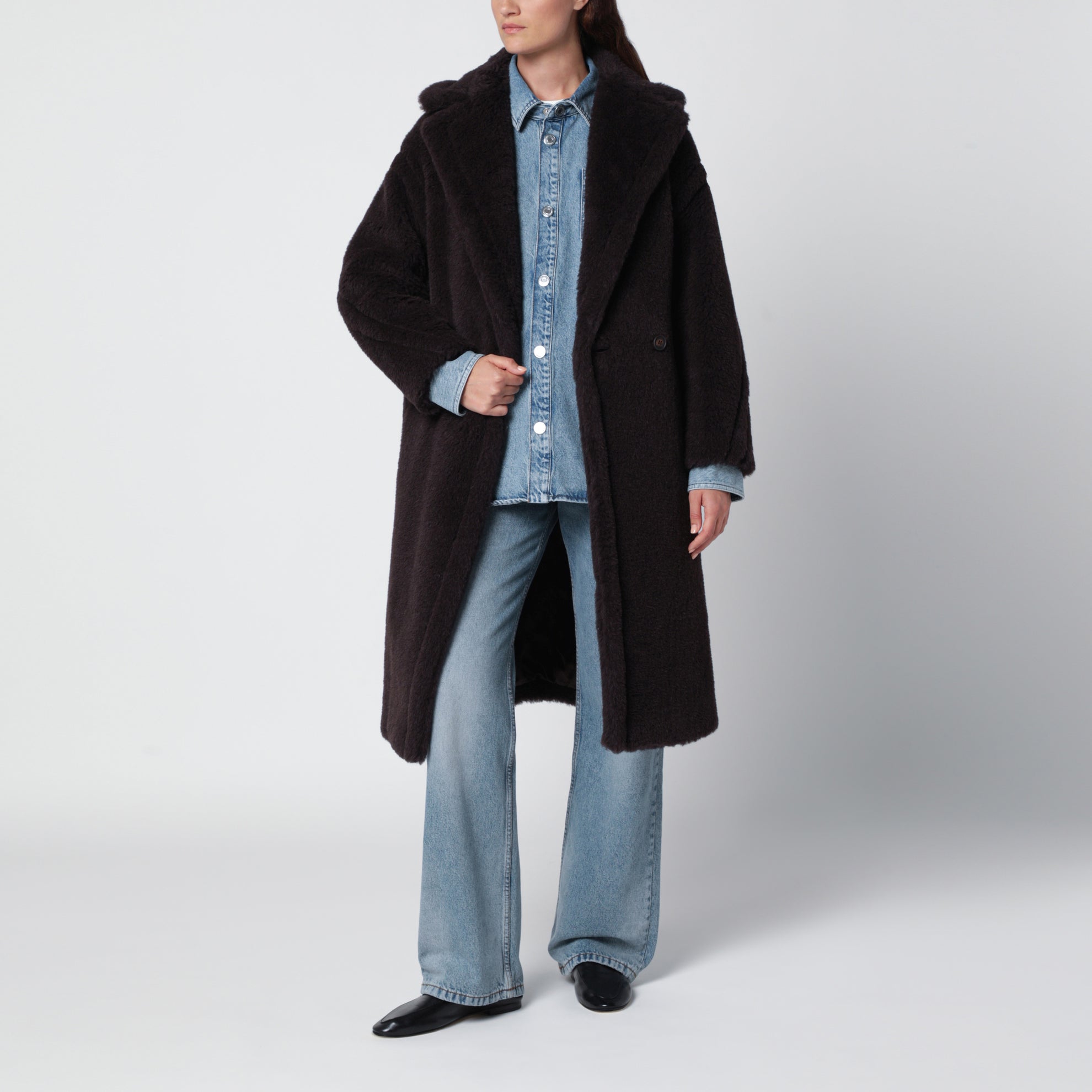 Manteau Teddy Bear Icon en alpaga et laine couleur ébène