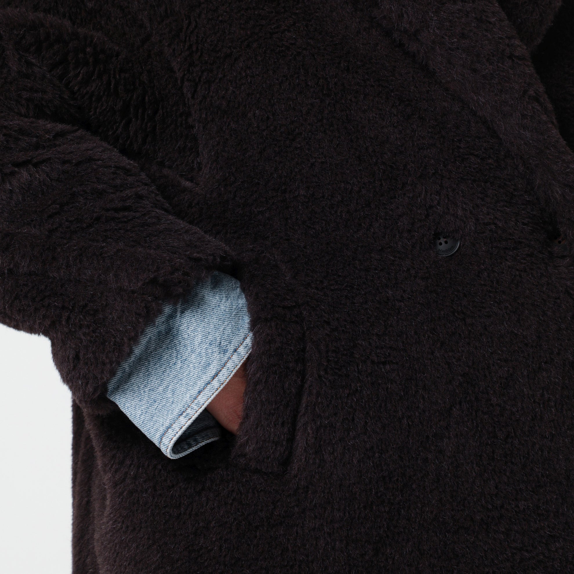 Manteau Teddy Bear Icon en alpaga et laine couleur ébène
