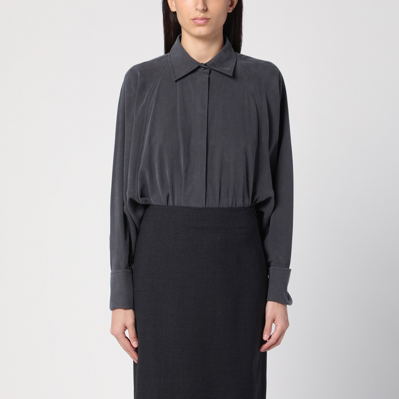 Anthracite grey silk body shirt