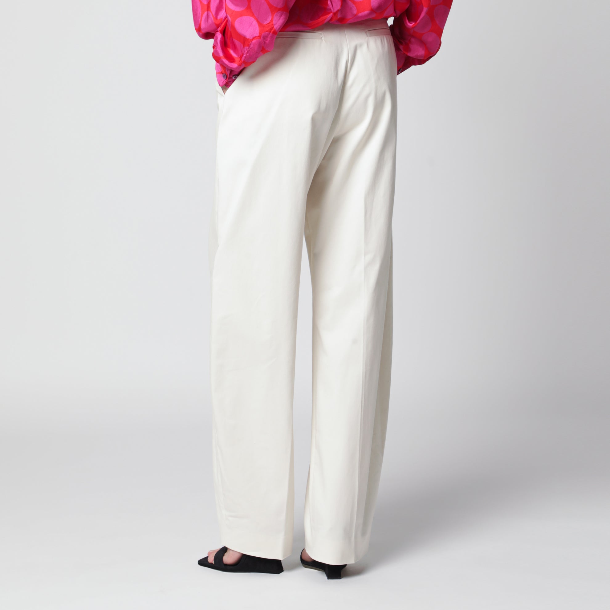 Pantalone a palazzo color crema in cotone