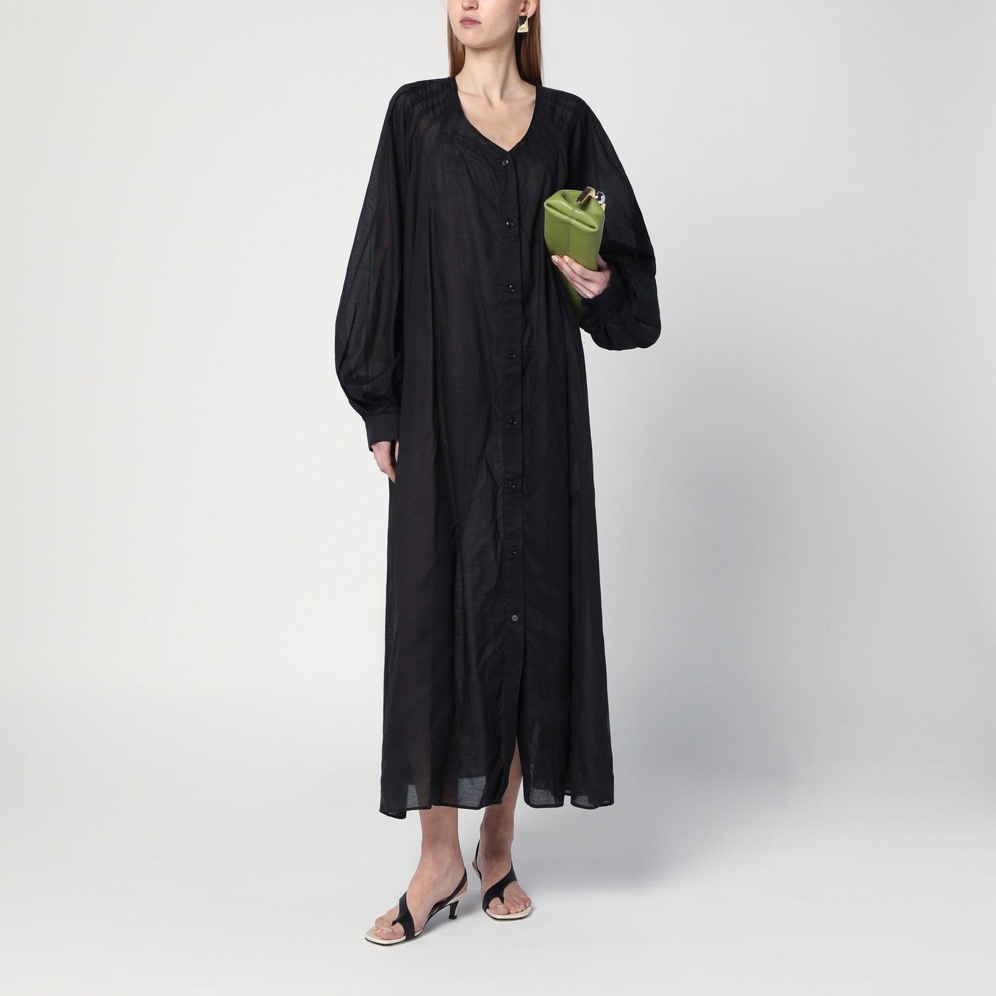 Loose black dress in cotton