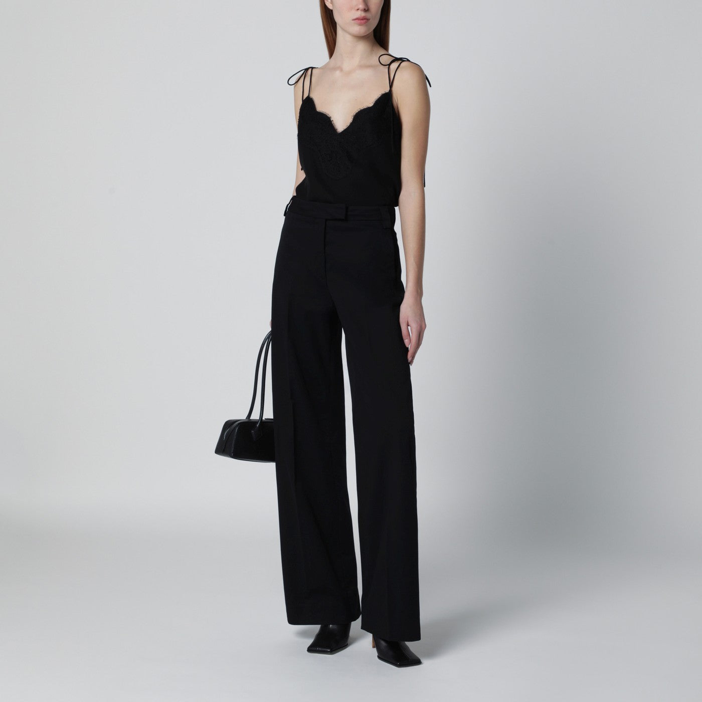 Black cotton palazzo trousers