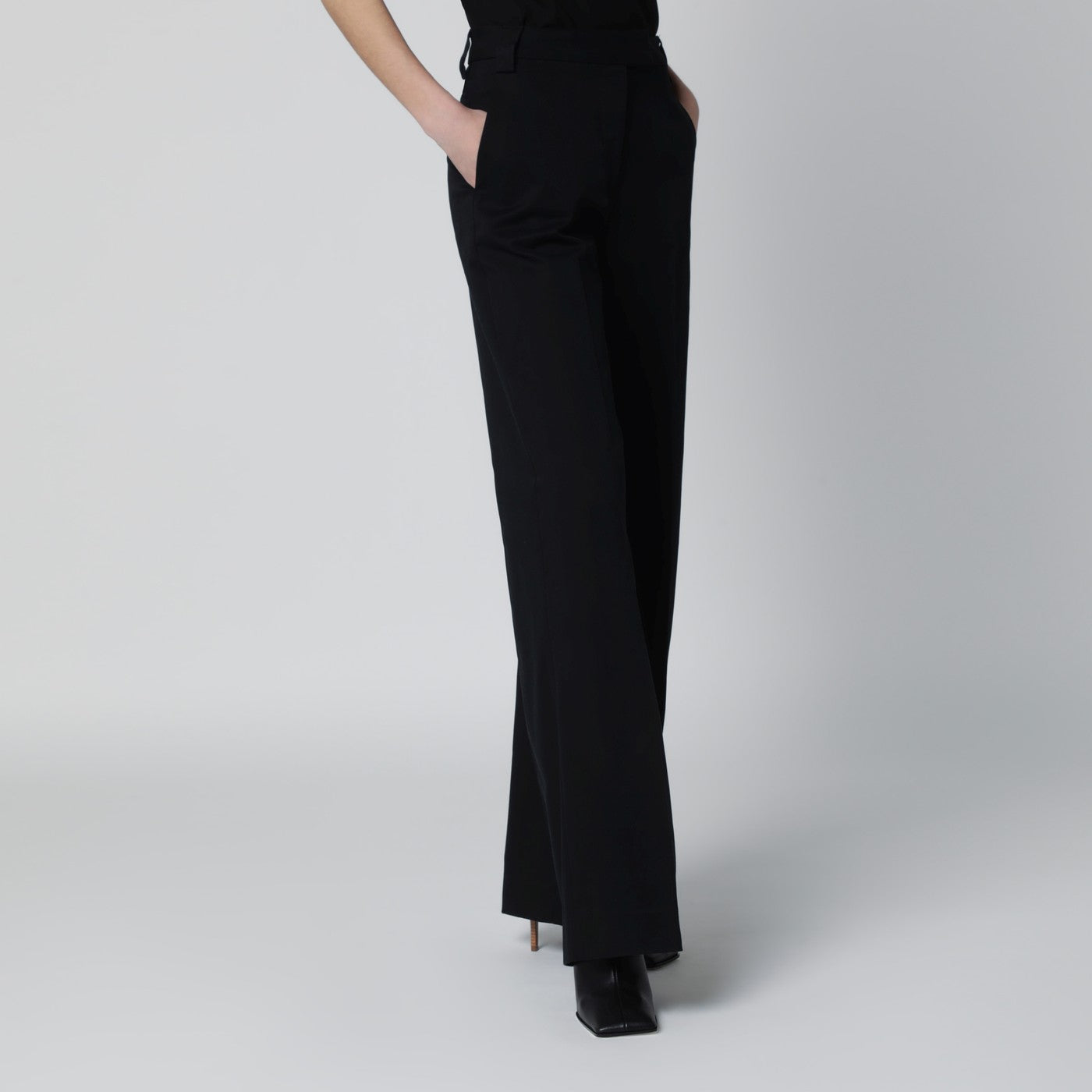 Black cotton palazzo trousers