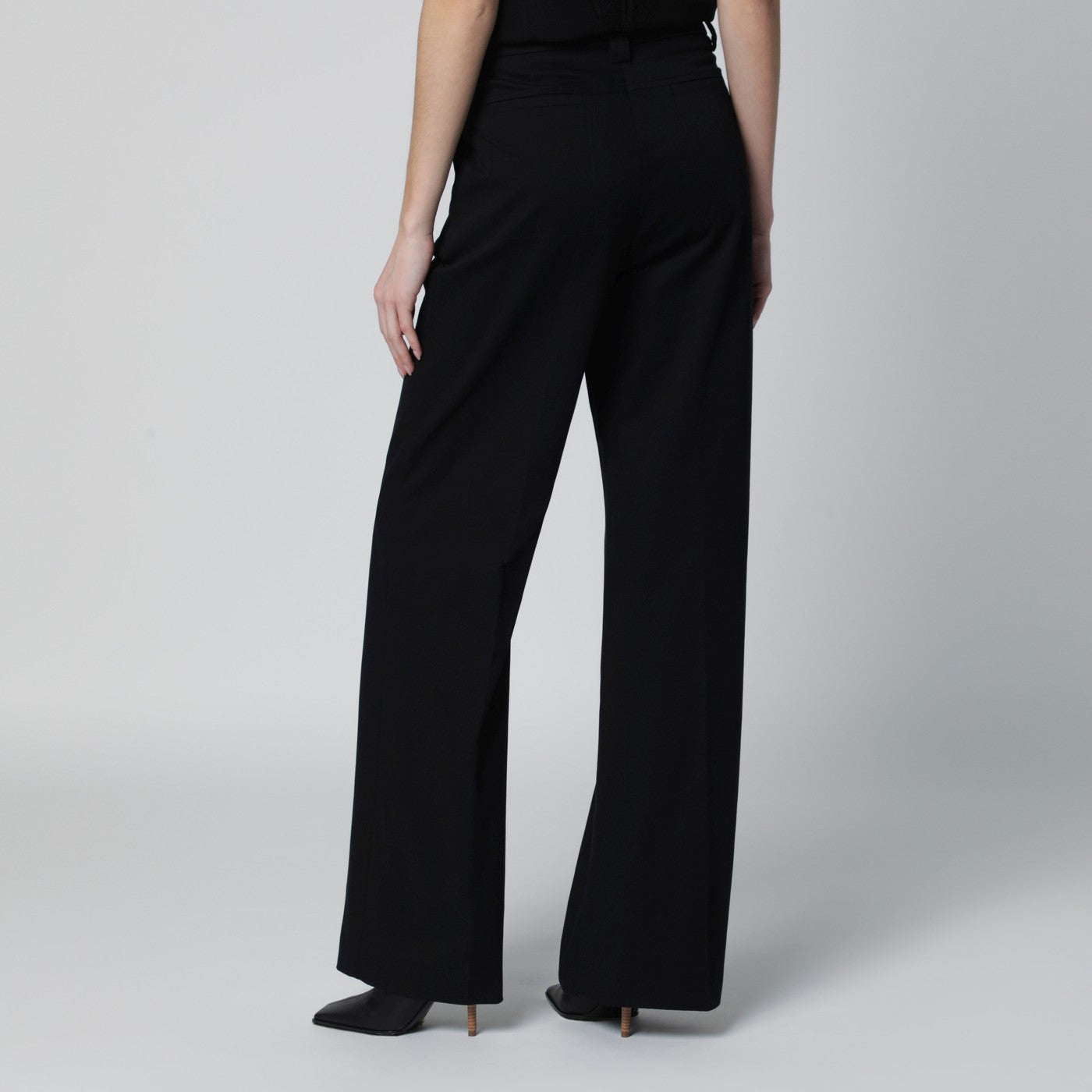 Black cotton palazzo trousers