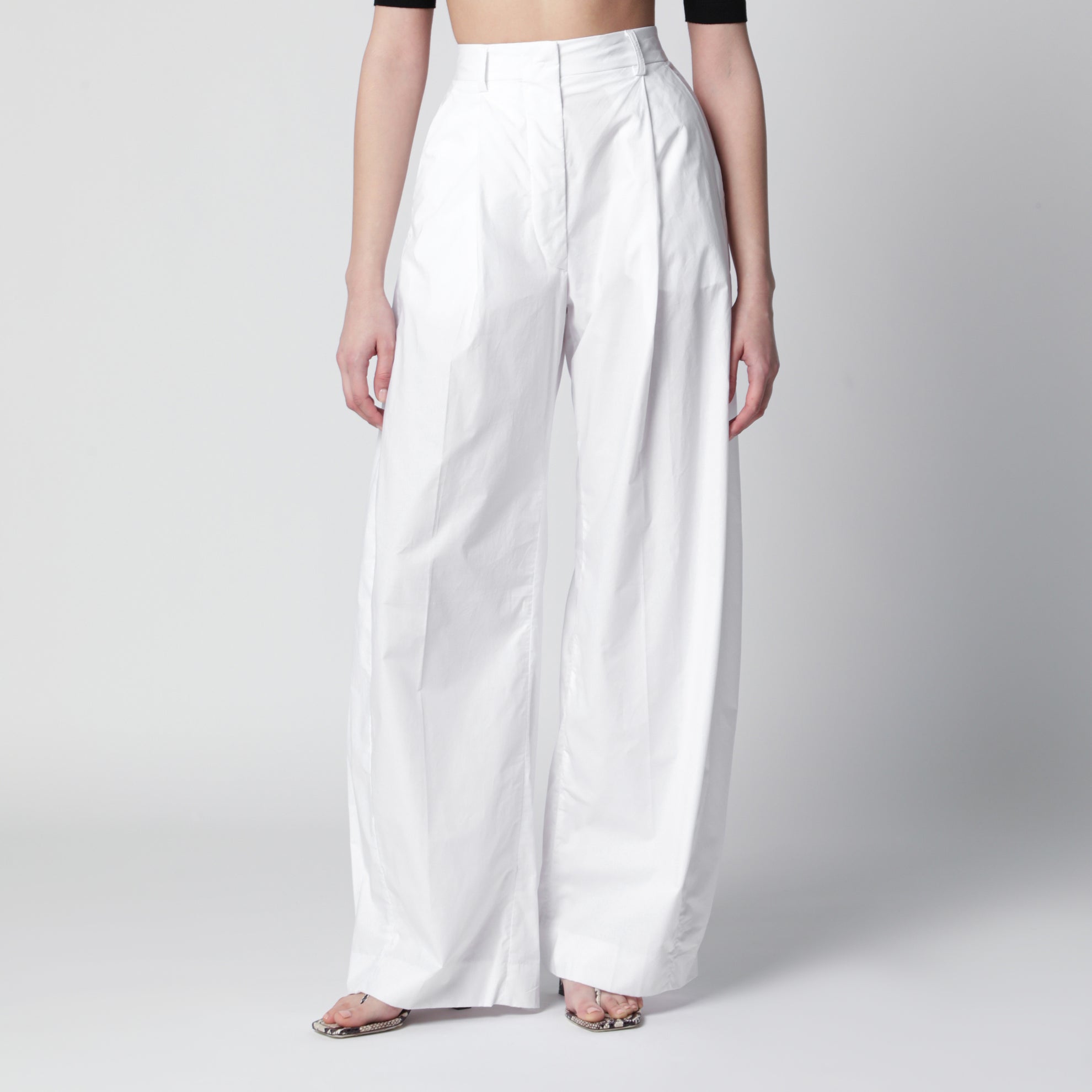 Pantalon Axel à plis en coton blanc