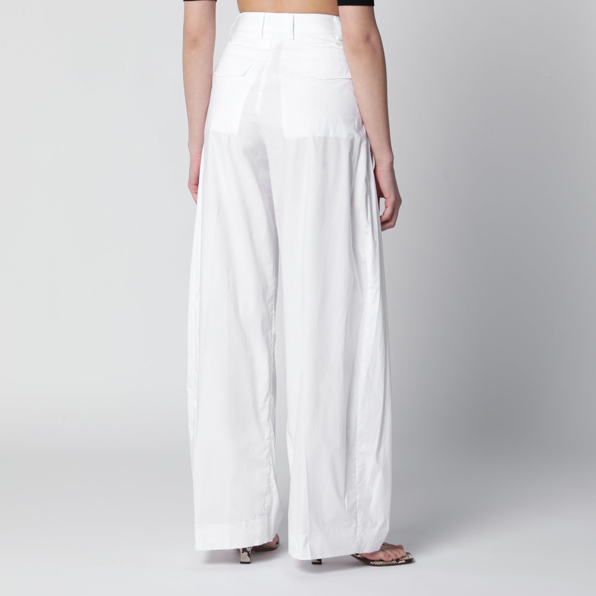 Pantalon Axel à plis en coton blanc
