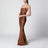 Maxi abito Ninfea con ruches in poliestere bronzo