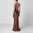 Maxi abito Ninfea con ruches in poliestere bronzo