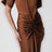 Abito lungo Iris color bronzo con vita arricciata