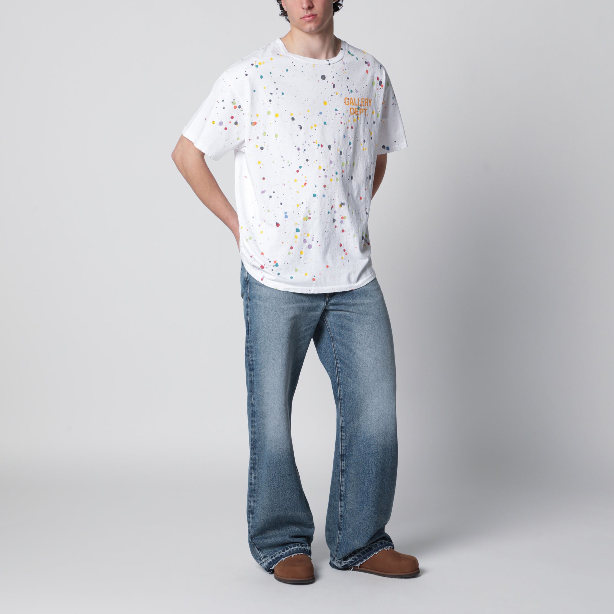 T-shirt bianca con stampa logo e shizzi