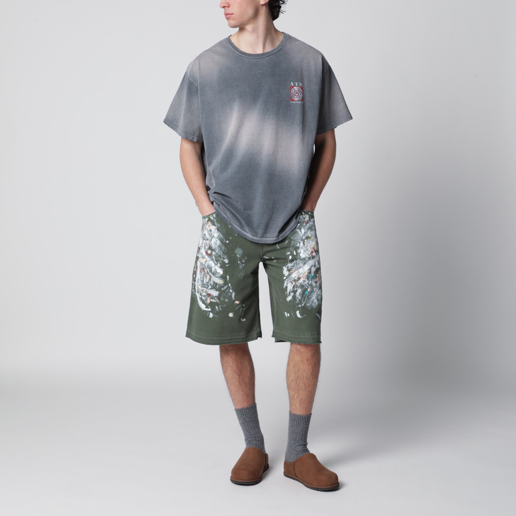Black ATK T-shirt with faded effect