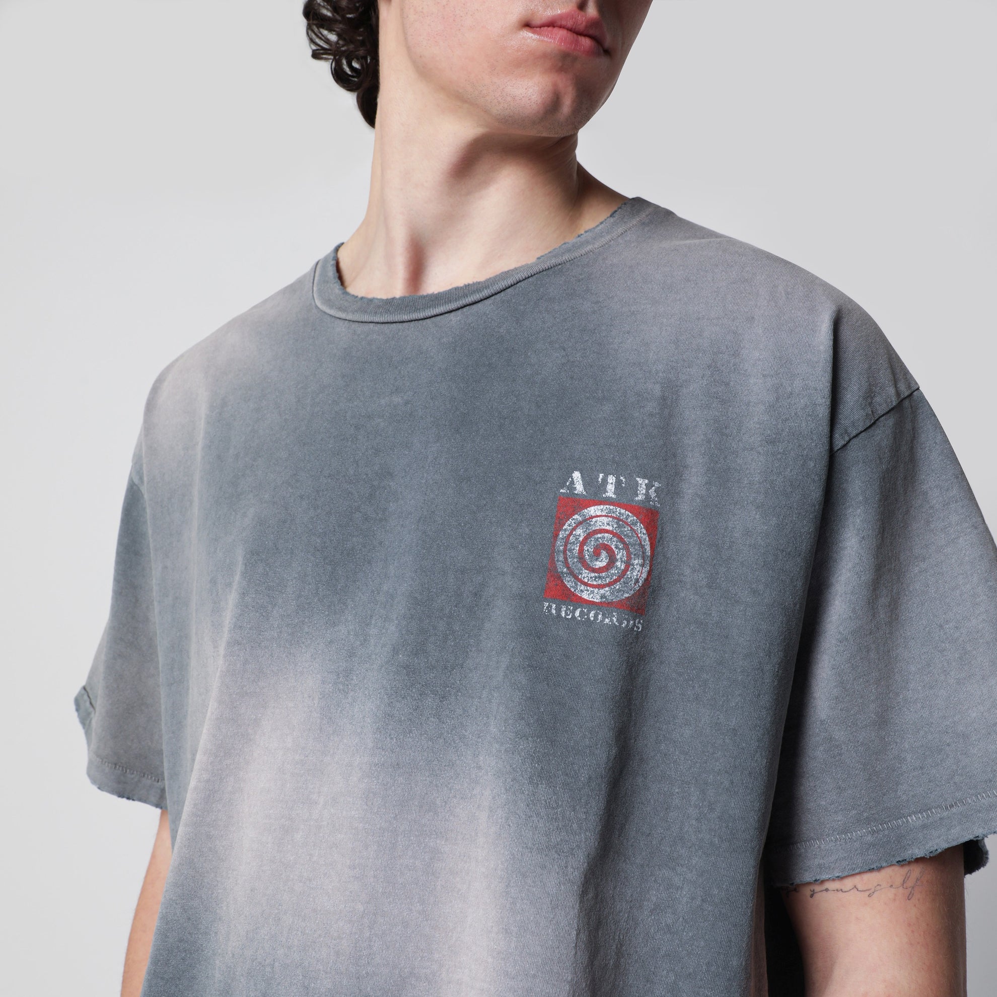 Black ATK T-shirt with faded effect