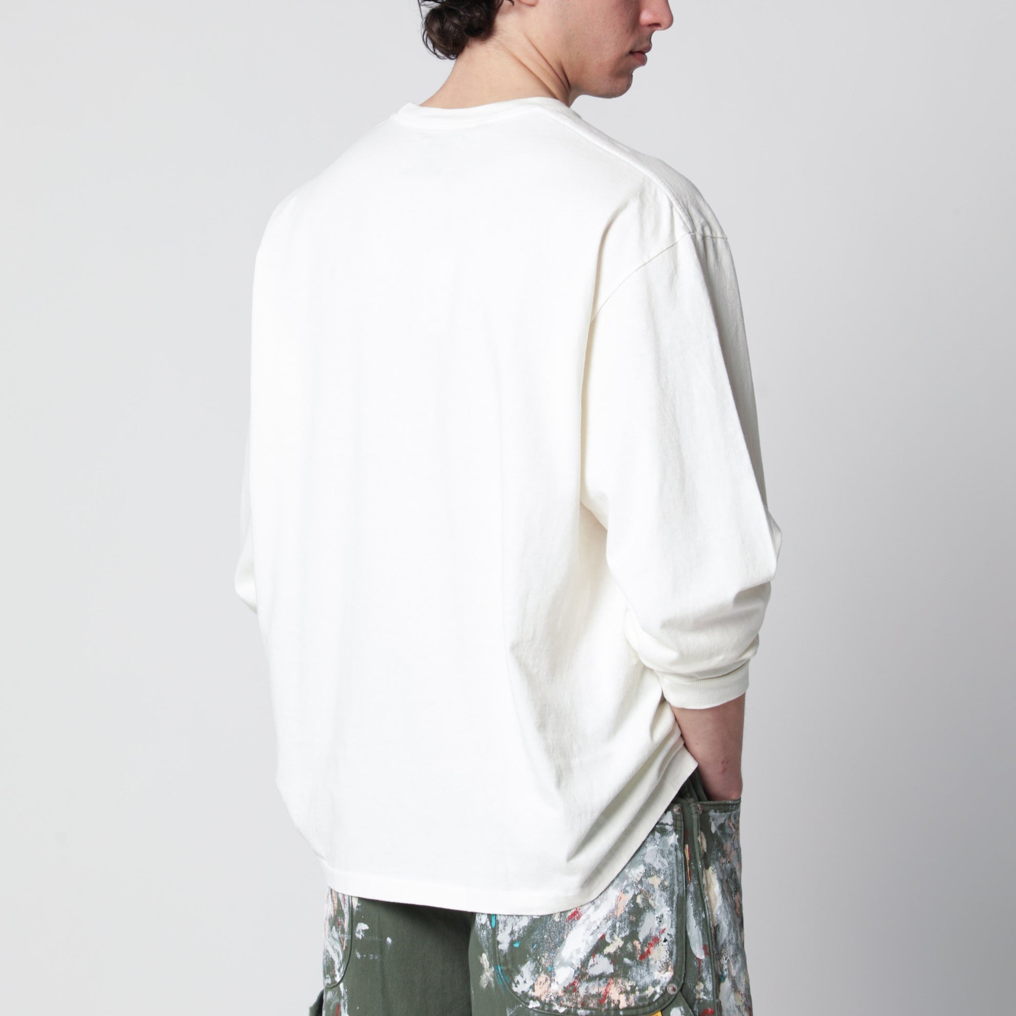 T-shirt a maniche lunghe color crema con logo French