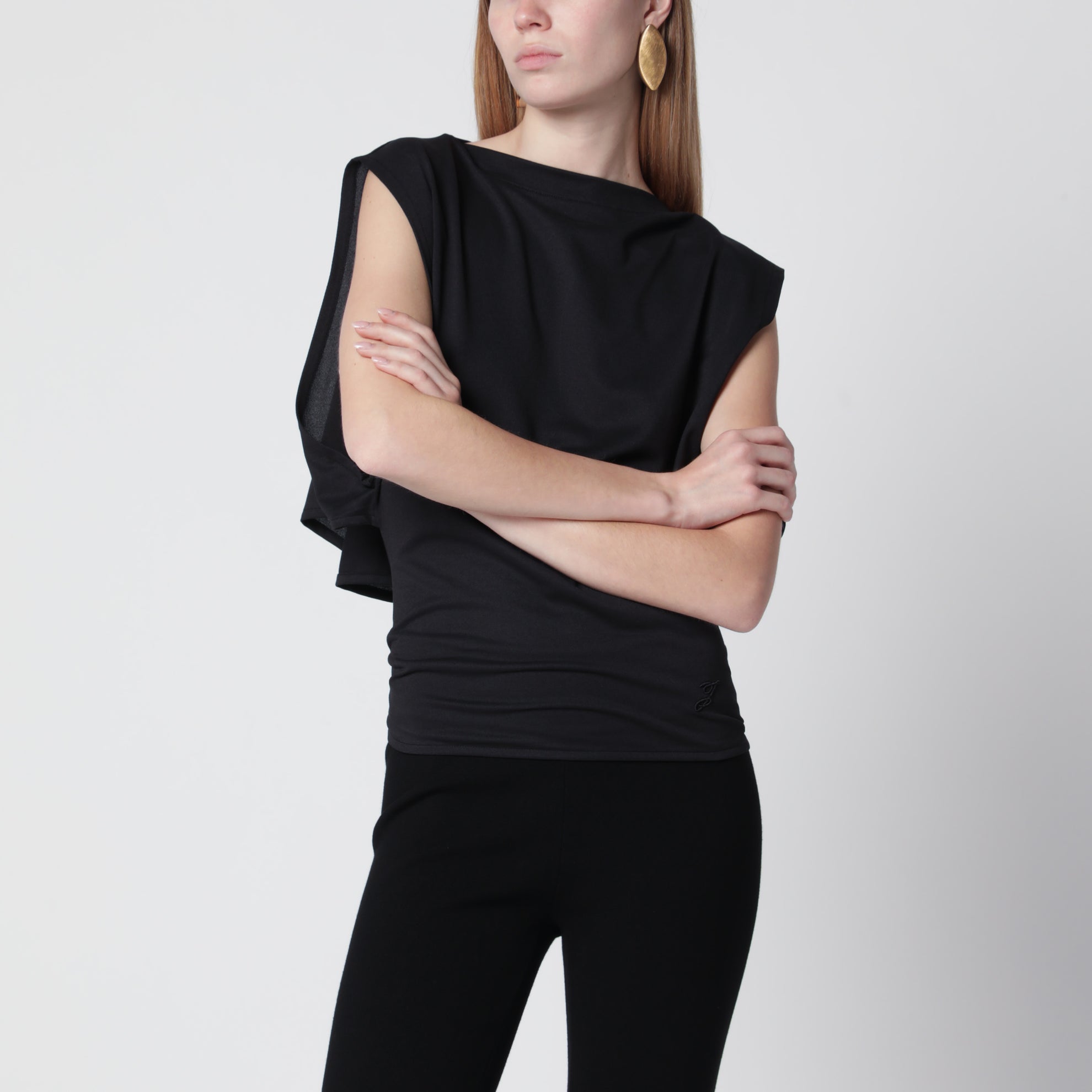 Black Moisson draped tank top