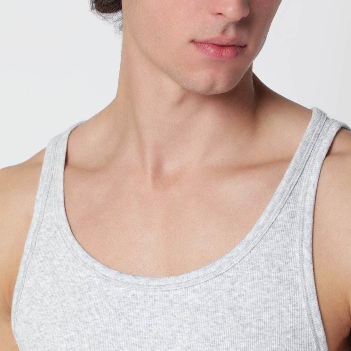 Lot de 3 débardeurs gris en coton côtelé stretch