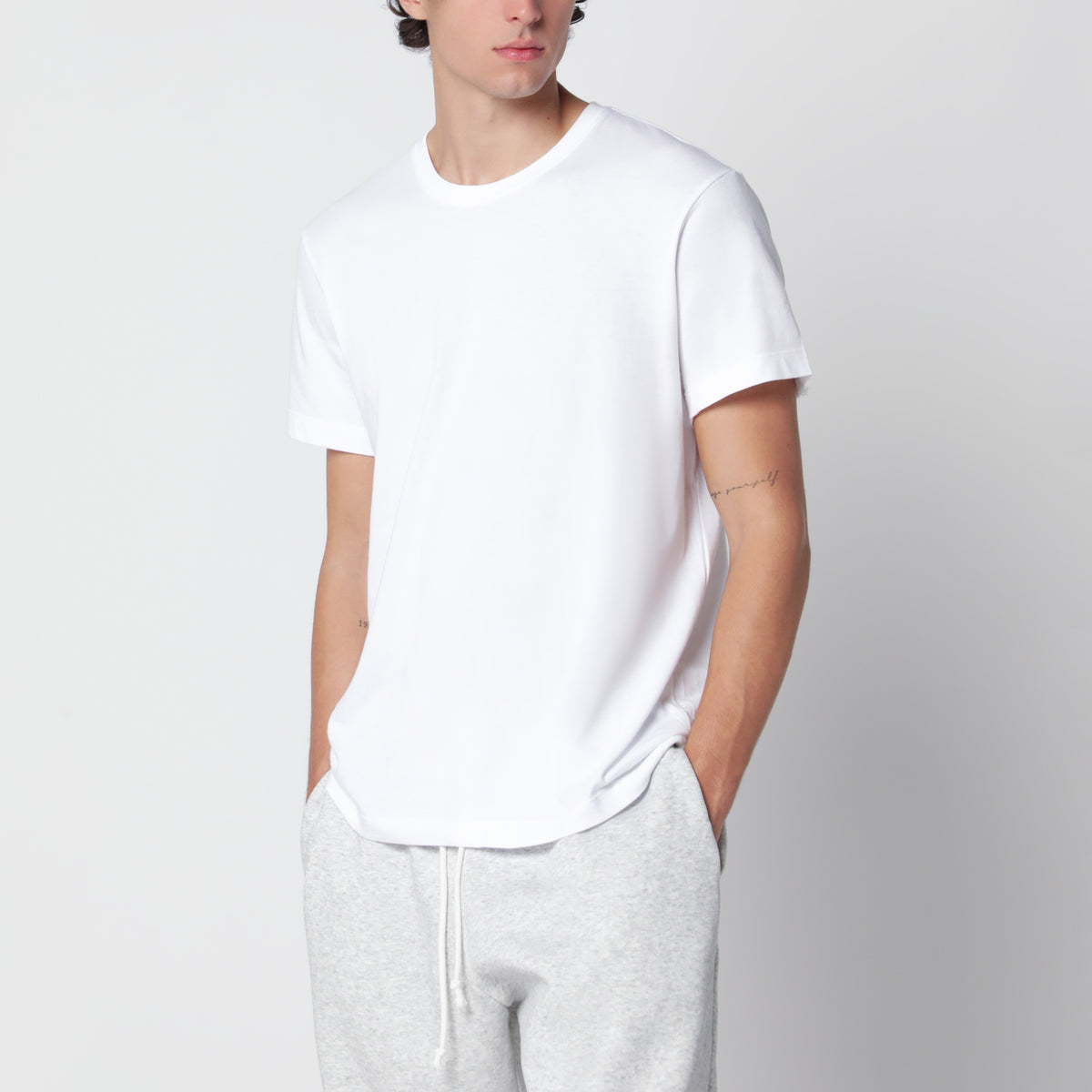T-shirt a maniche corte bianca in cotone