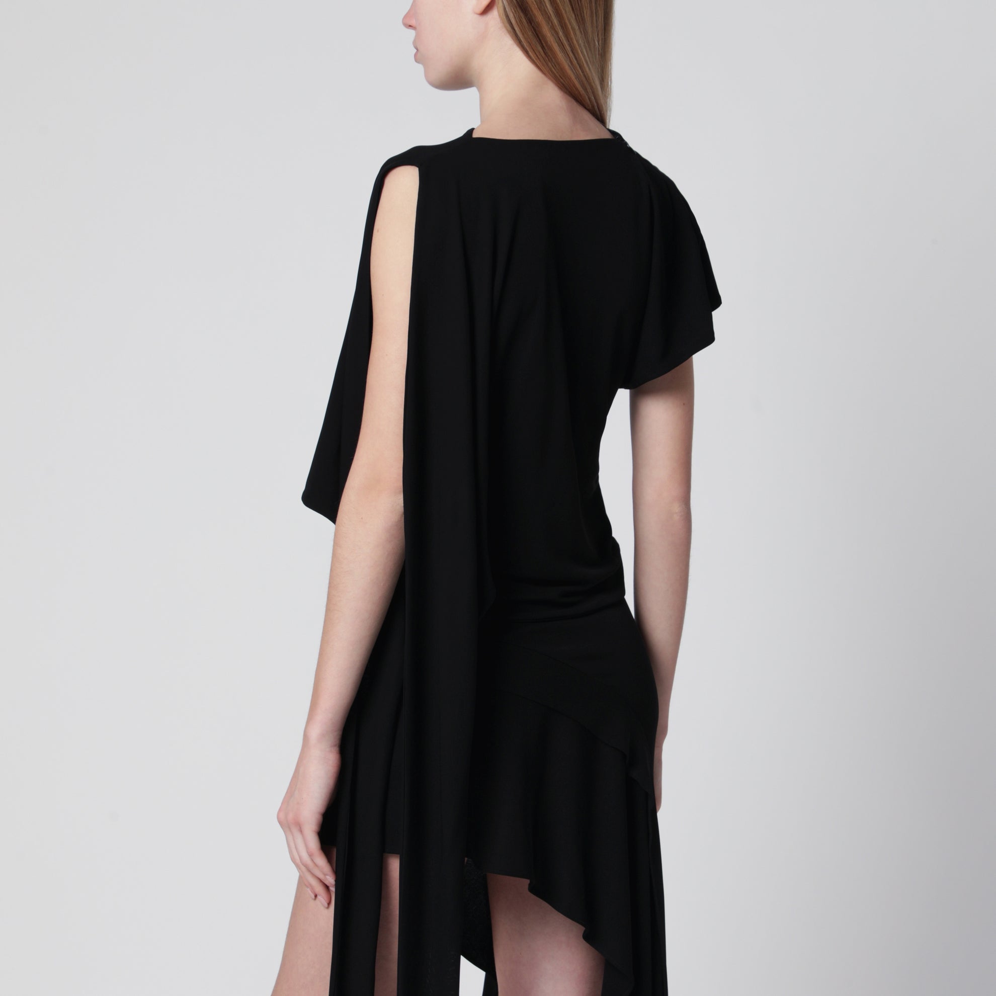 Top asimmetrico nero in viscosa