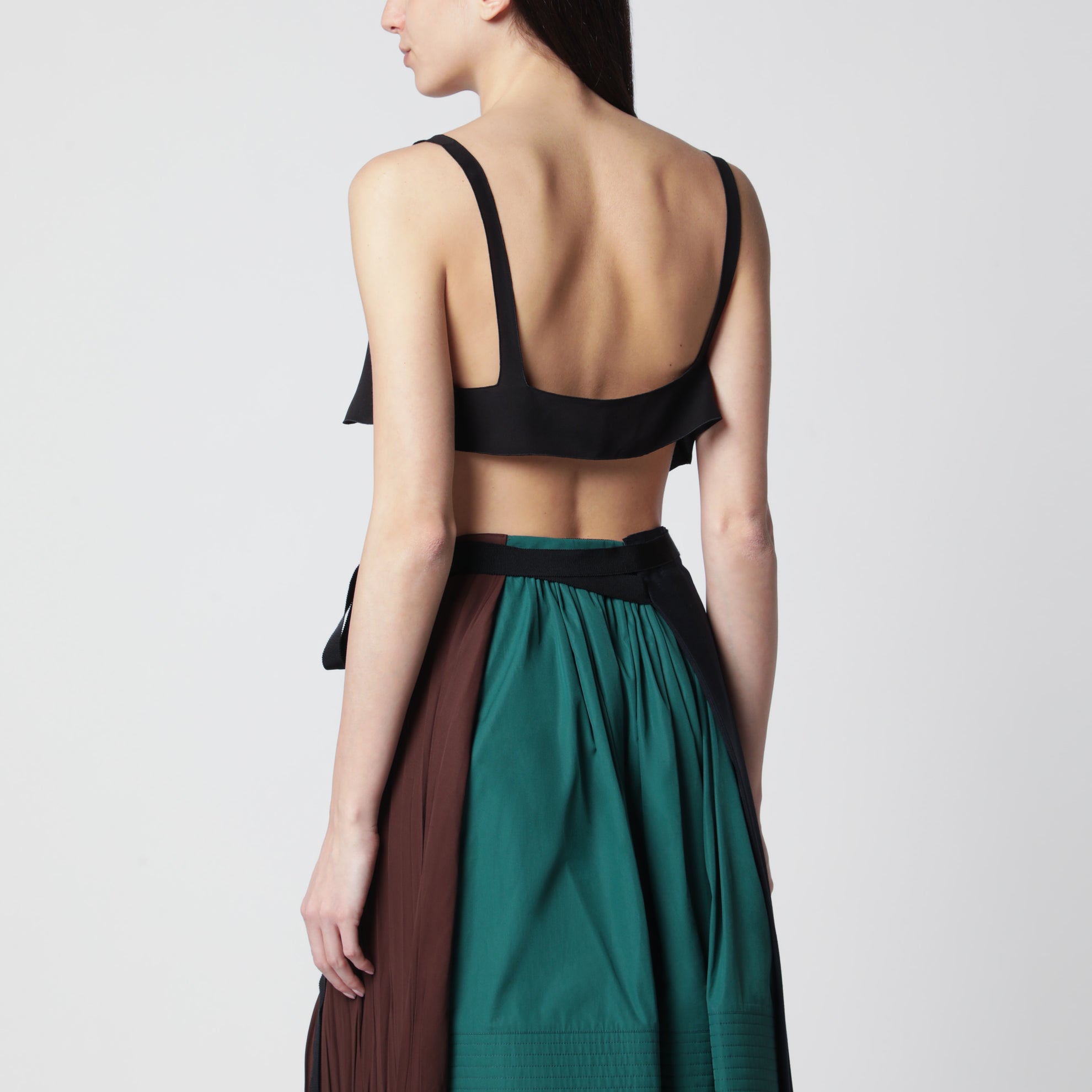 Crêpe de chine silk top in black