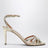 Platinfarbene Tequila Sandalen aus Metallic-Leder mit Kristallen