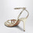 Platinfarbene Tequila Sandalen aus Metallic-Leder mit Kristallen