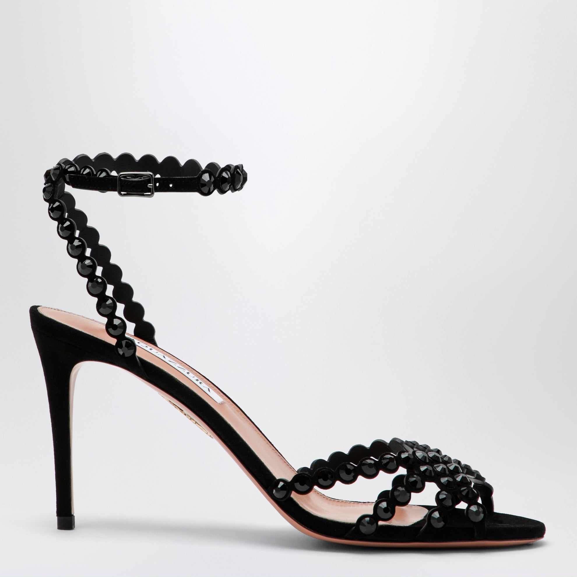 Tequila Sandalen in Schwarz aus Veloursleder mit Kristallen