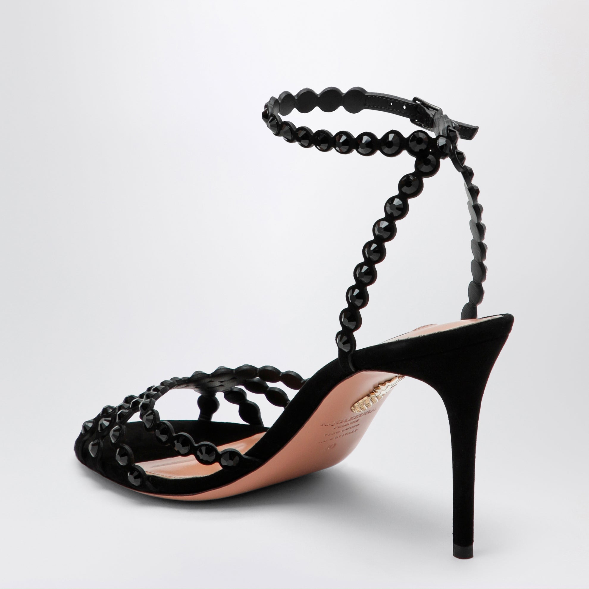 Tequila Sandalen in Schwarz aus Veloursleder mit Kristallen