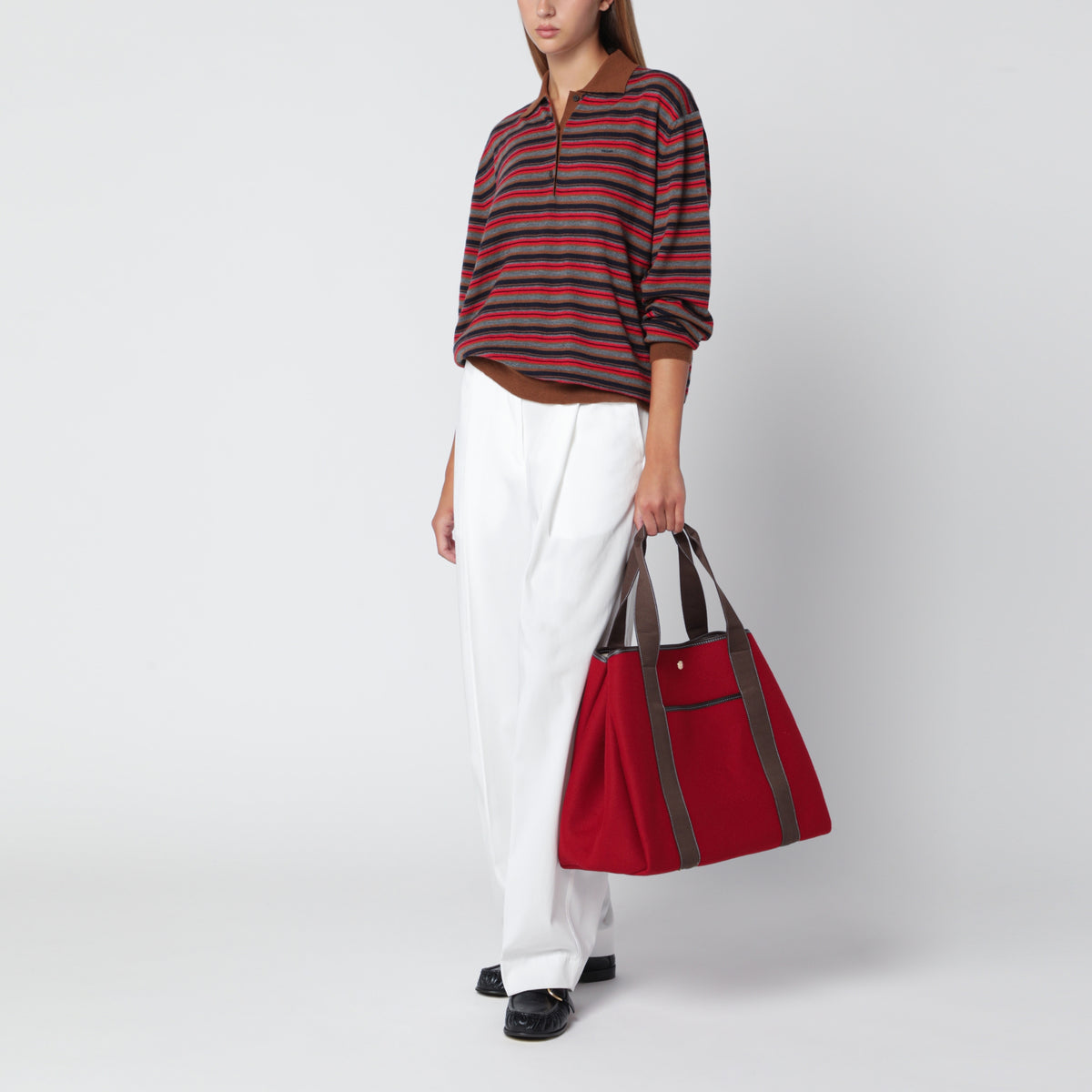 Red Traversée L felt tote bag