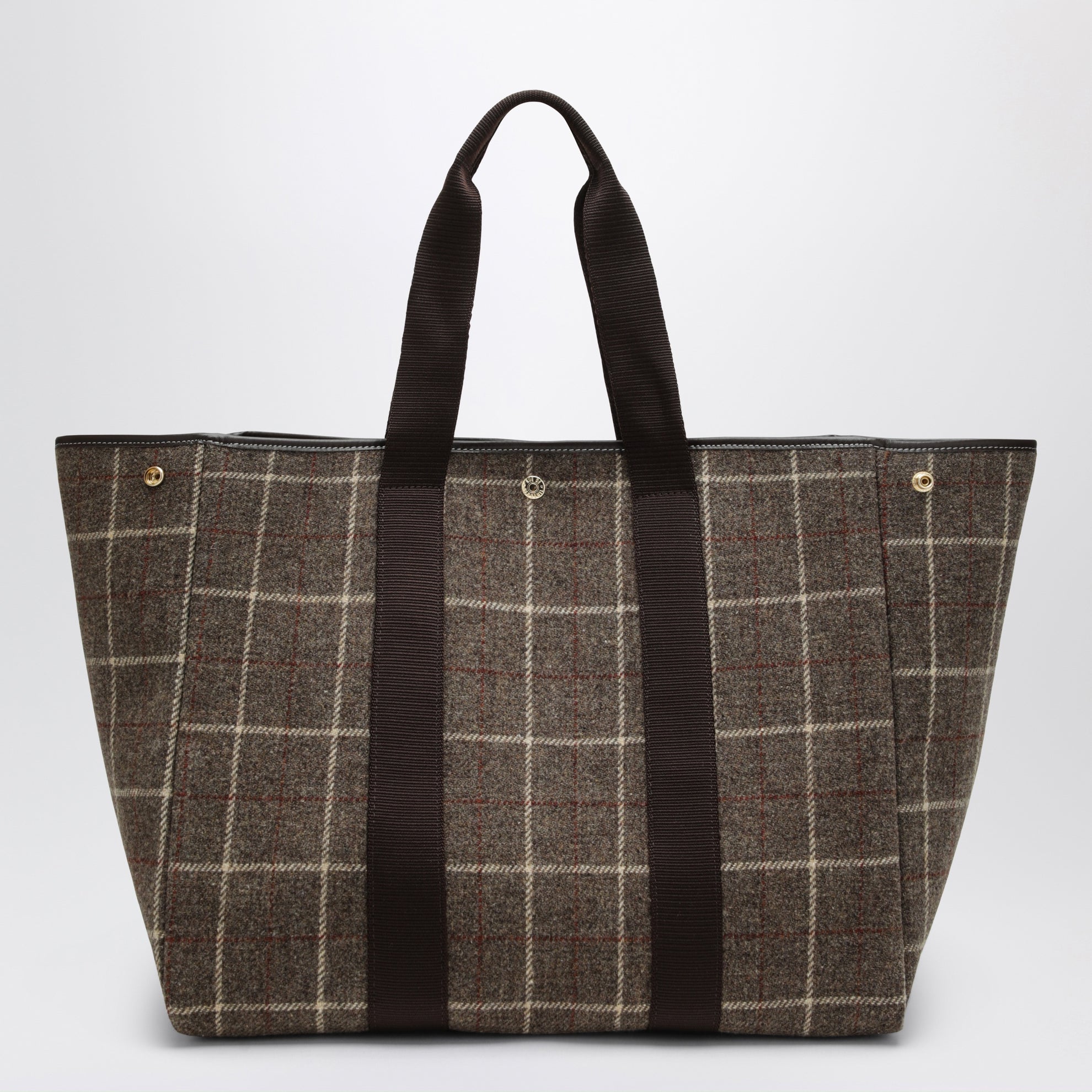Brown tartan Traversée L tote bag