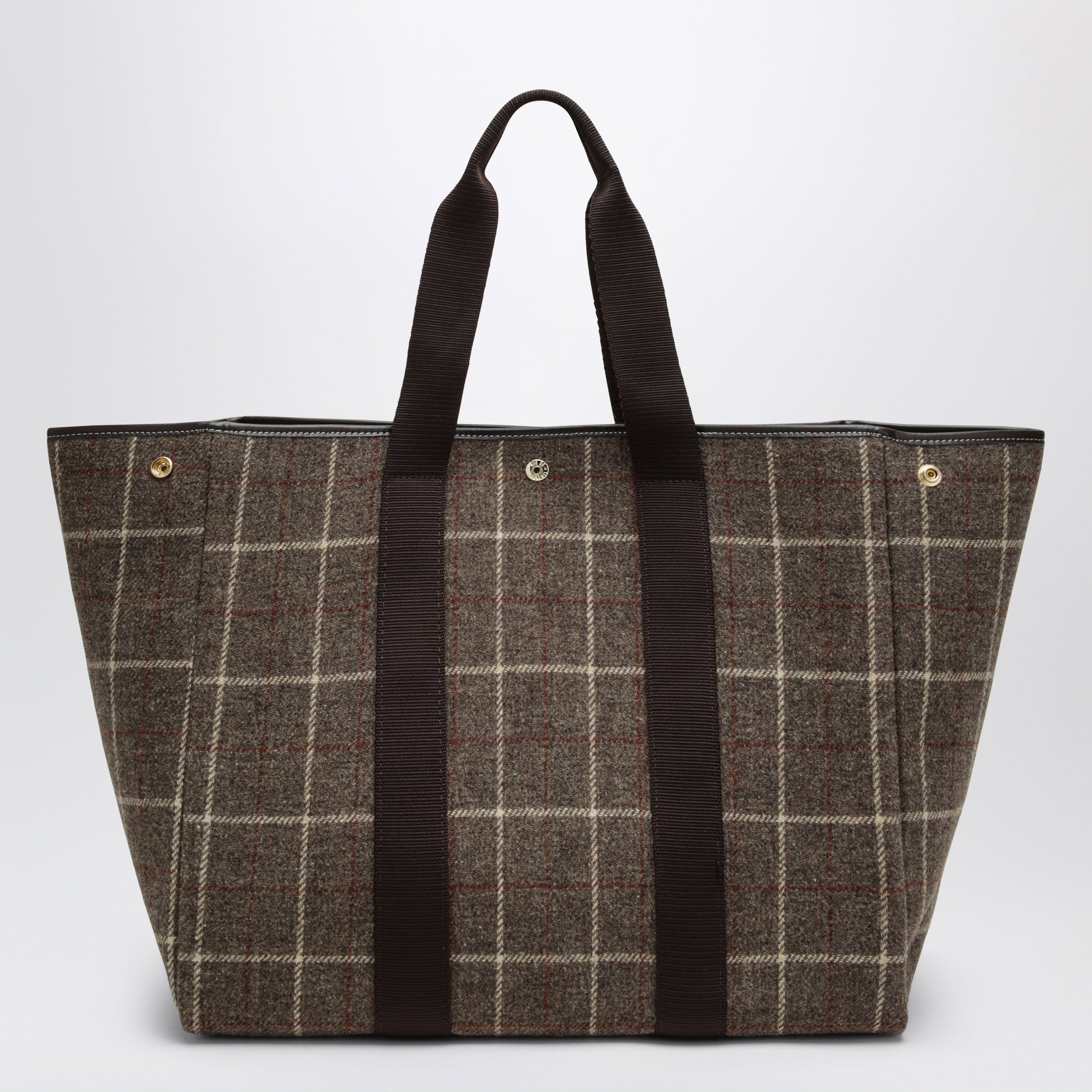 Brown tartan Traversée L tote bag