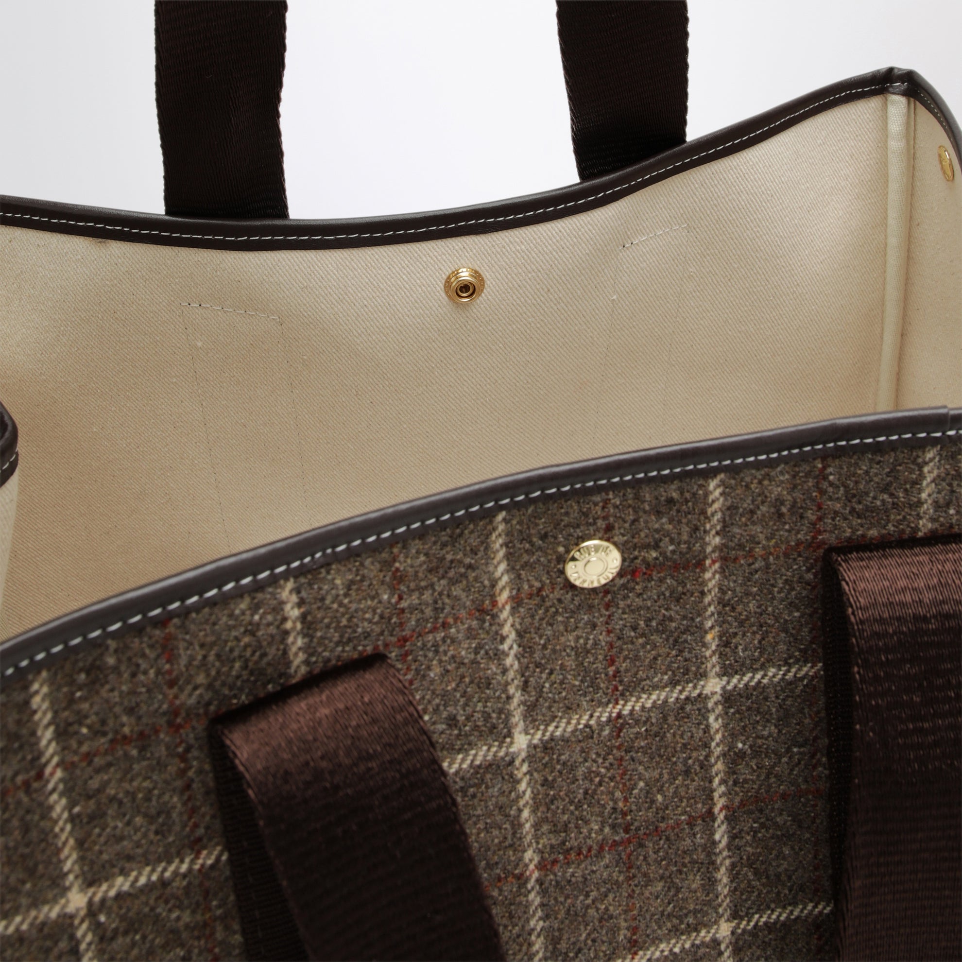 Brown tartan Traversée L tote bag